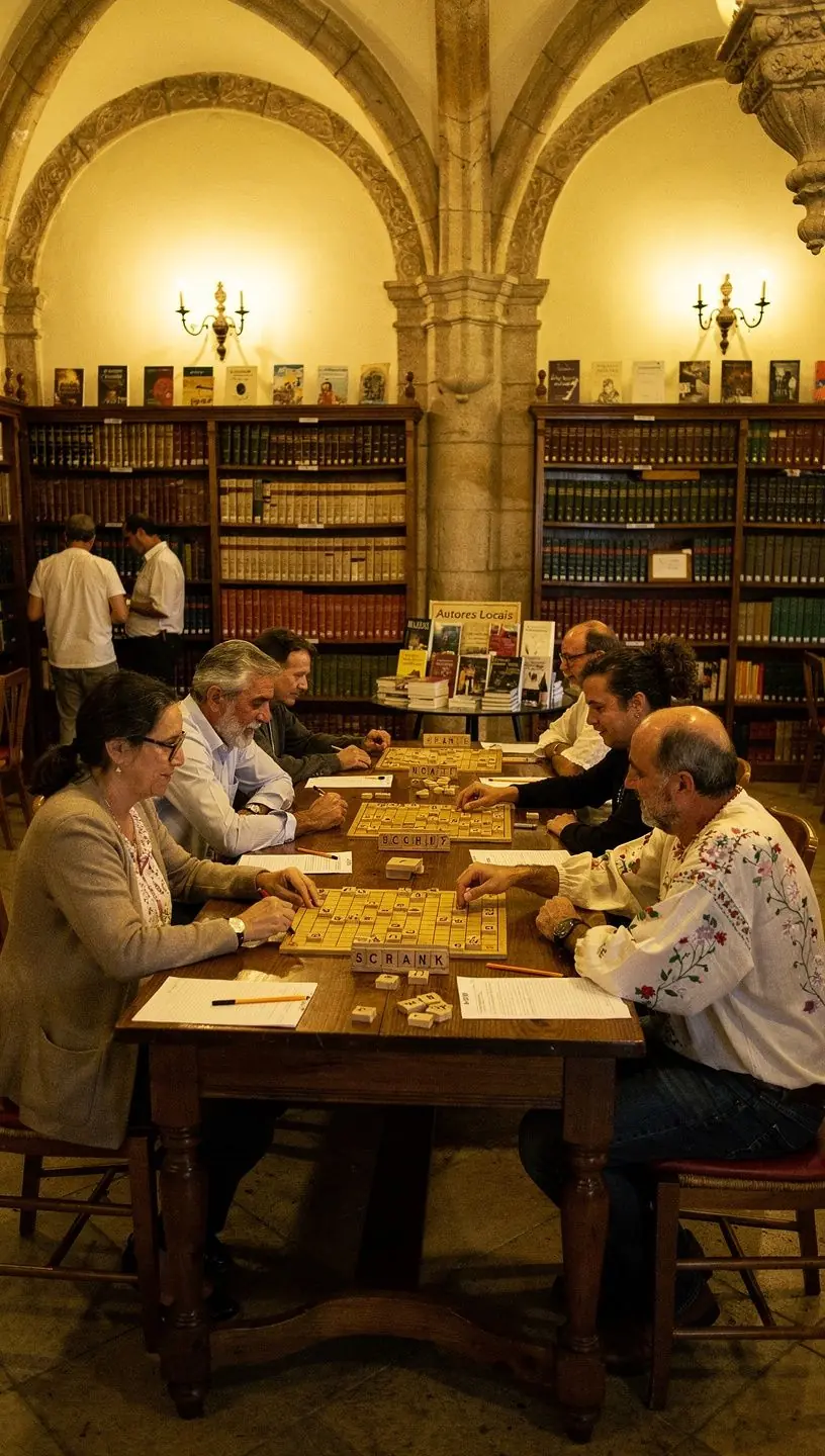 Adults enjoying board games at community event